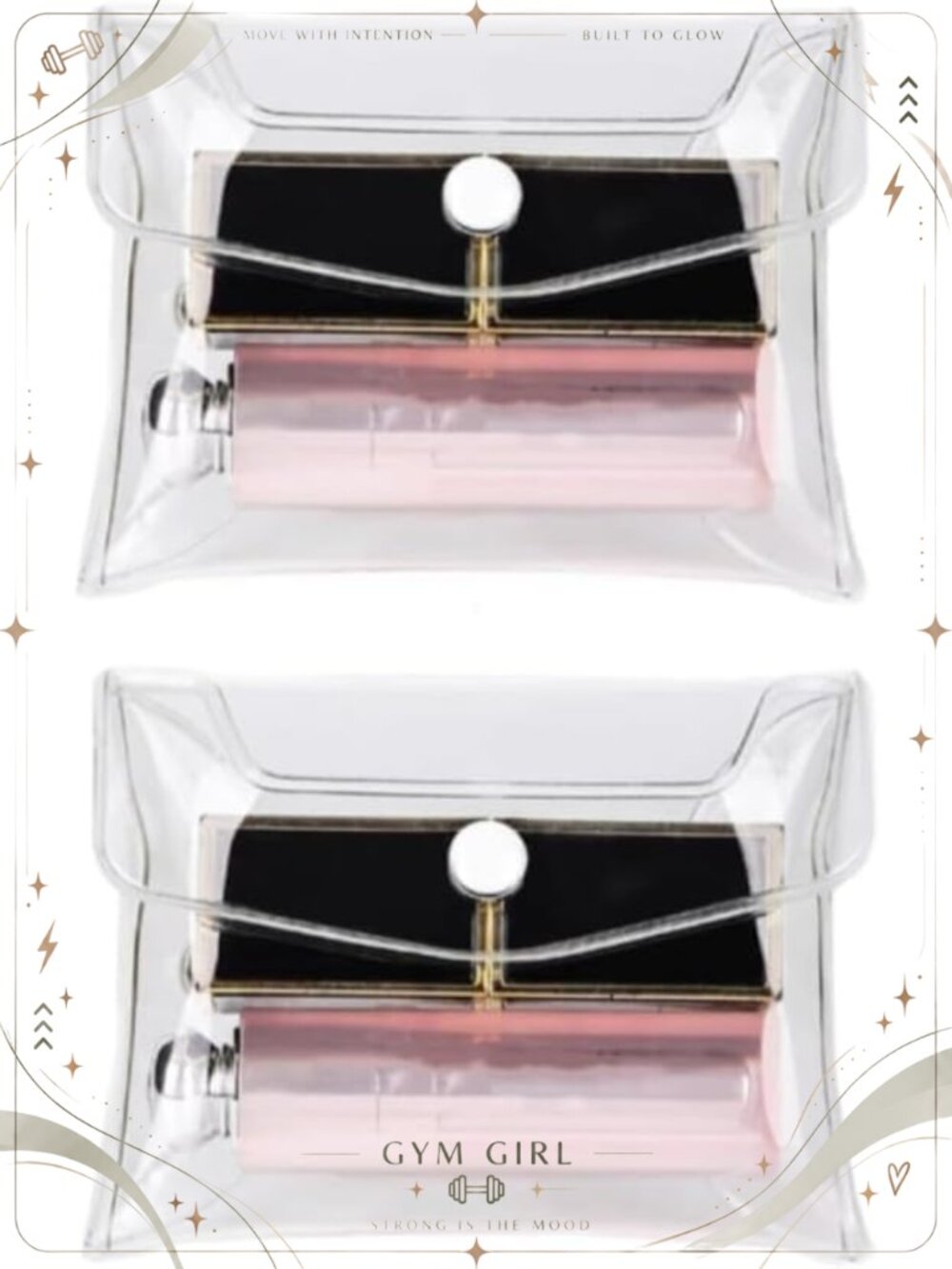 2Pcs Mini PVC Makeup Bag Clear Cosmetic Organizer Pouch Snap Closure Travel